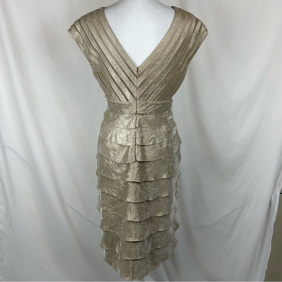 Adrianna Papell Champagne Tulip Layered Fitted Party Event Dress NWOT - Picture 4 of 11